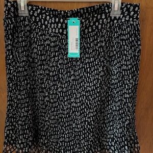Skies Are Blue Black and White Printed Circle Skirt